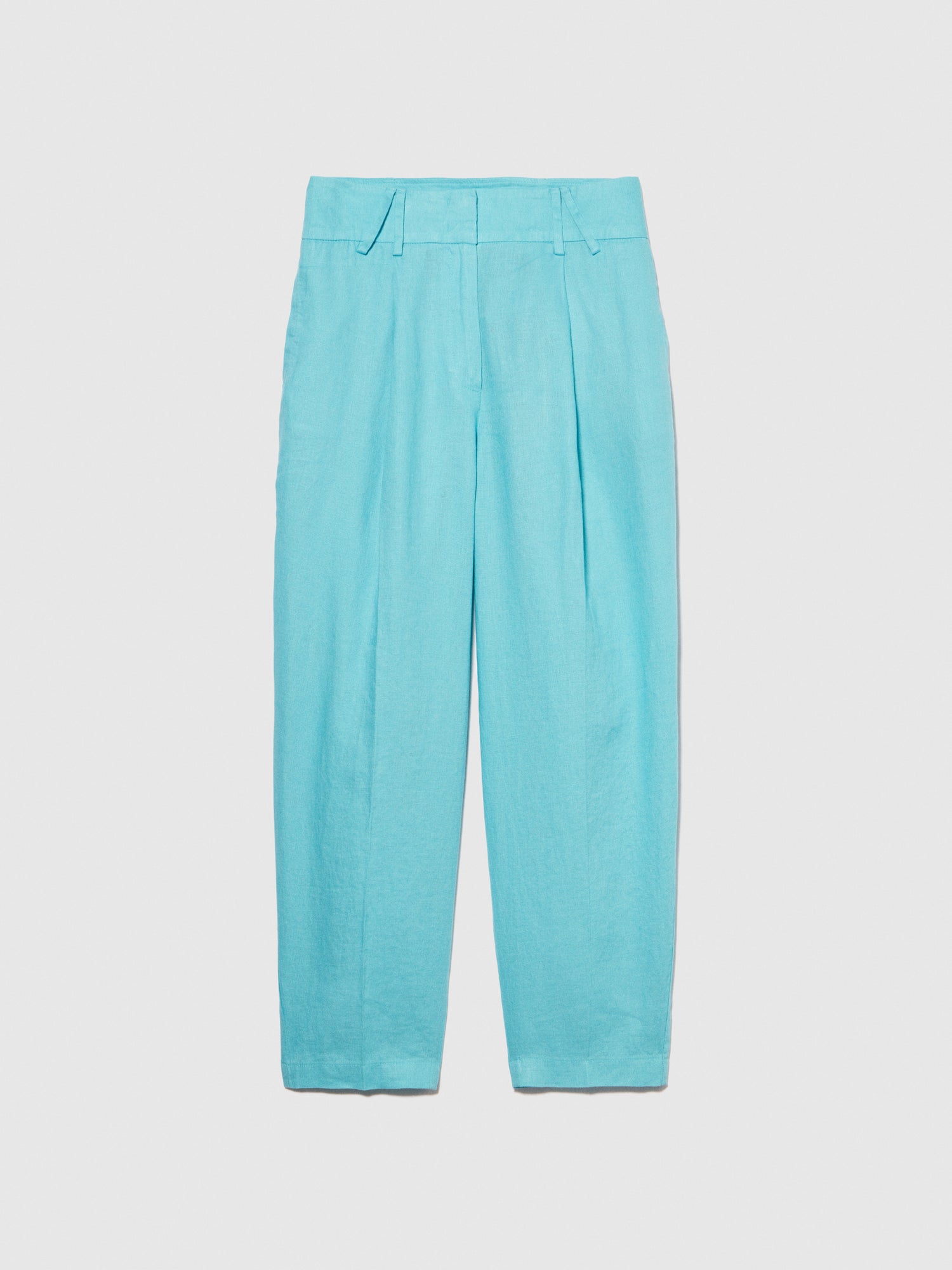 Pantaloni barrel leg 100% lino da donna azzurro | Sisley Outlet