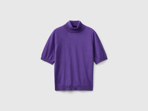 Dolcevita a manica corta in misto cashmere