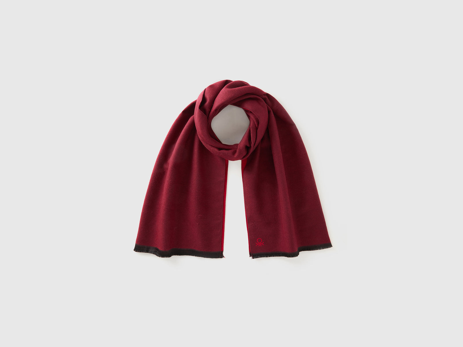 Sciarpa bicolor con frange da donna bordeaux | Benetton Outlet
