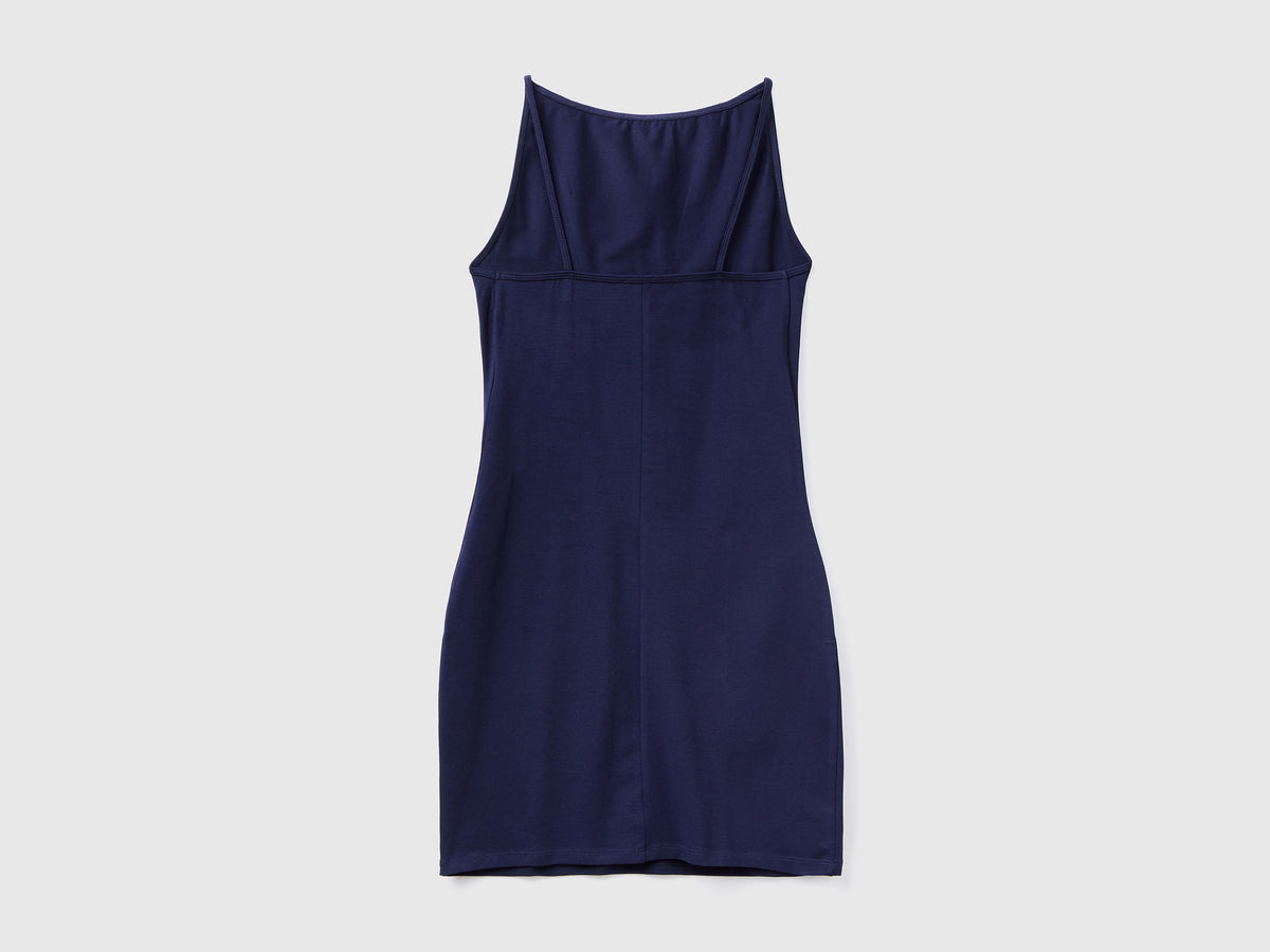 Vestito corto smanicato in cotone elasticizzato dalla vestibilità aderente
