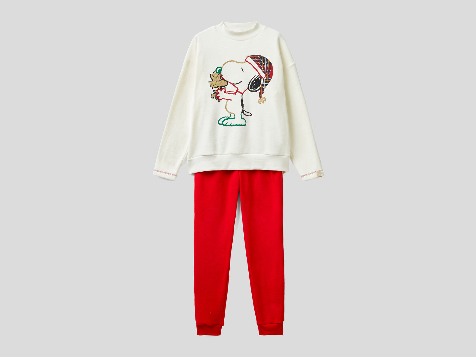 Pigiama Snoopy natalizio in pile da donna giallo | Benetton Outlet