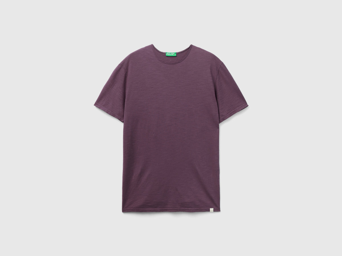 T-shirt viola in cotone fiammato