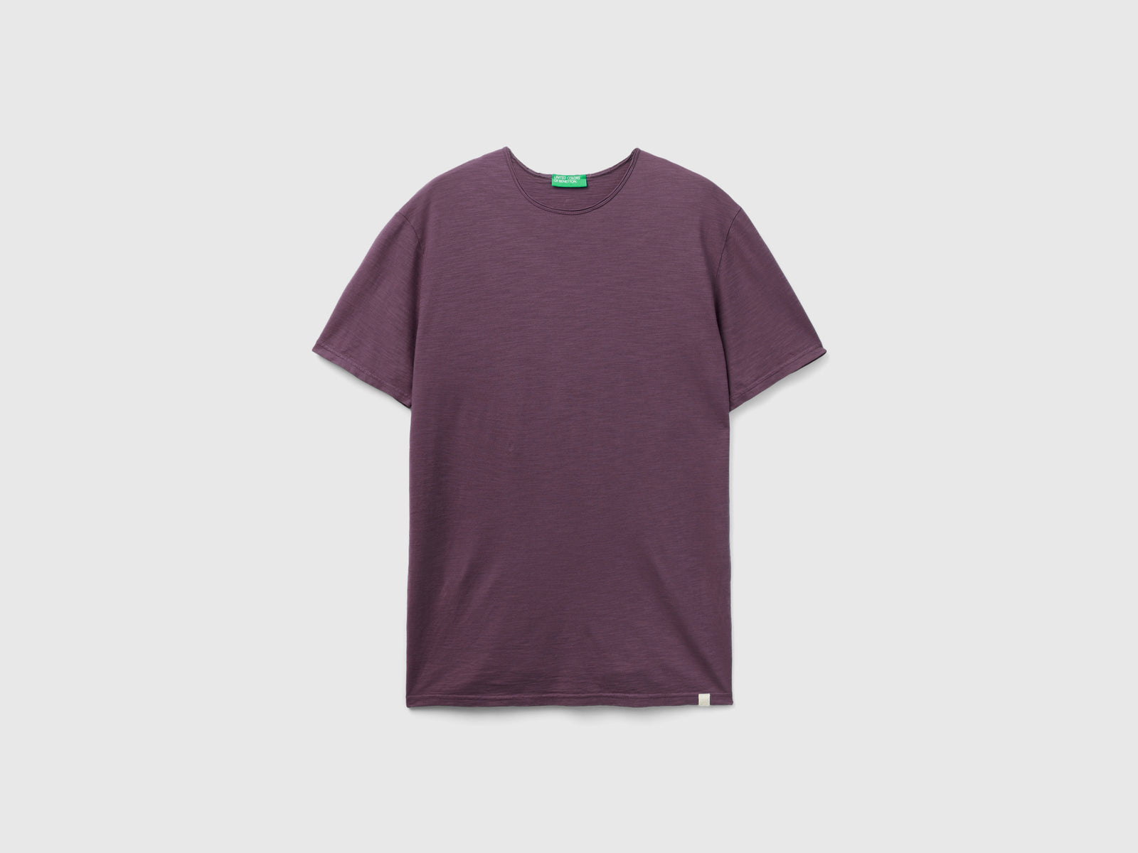 T-shirt viola in cotone fiammato da uomo prugna | Benetton Outlet