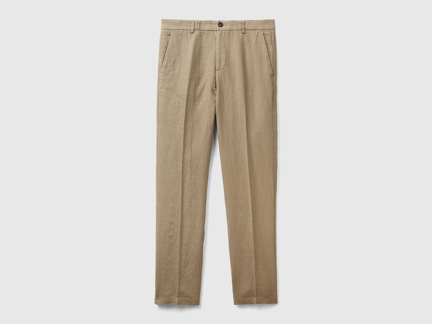 Chino rigati in misto lino da uomo beige | Benetton Outlet
