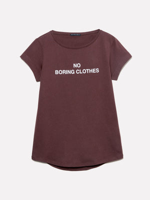 T-shirt marrone con stampa