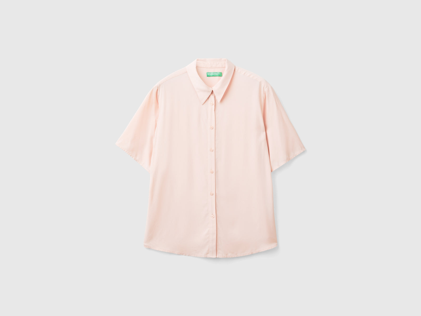 Camicia manica 3/4 in viscosa da donna rosa tenue | Benetton Outlet