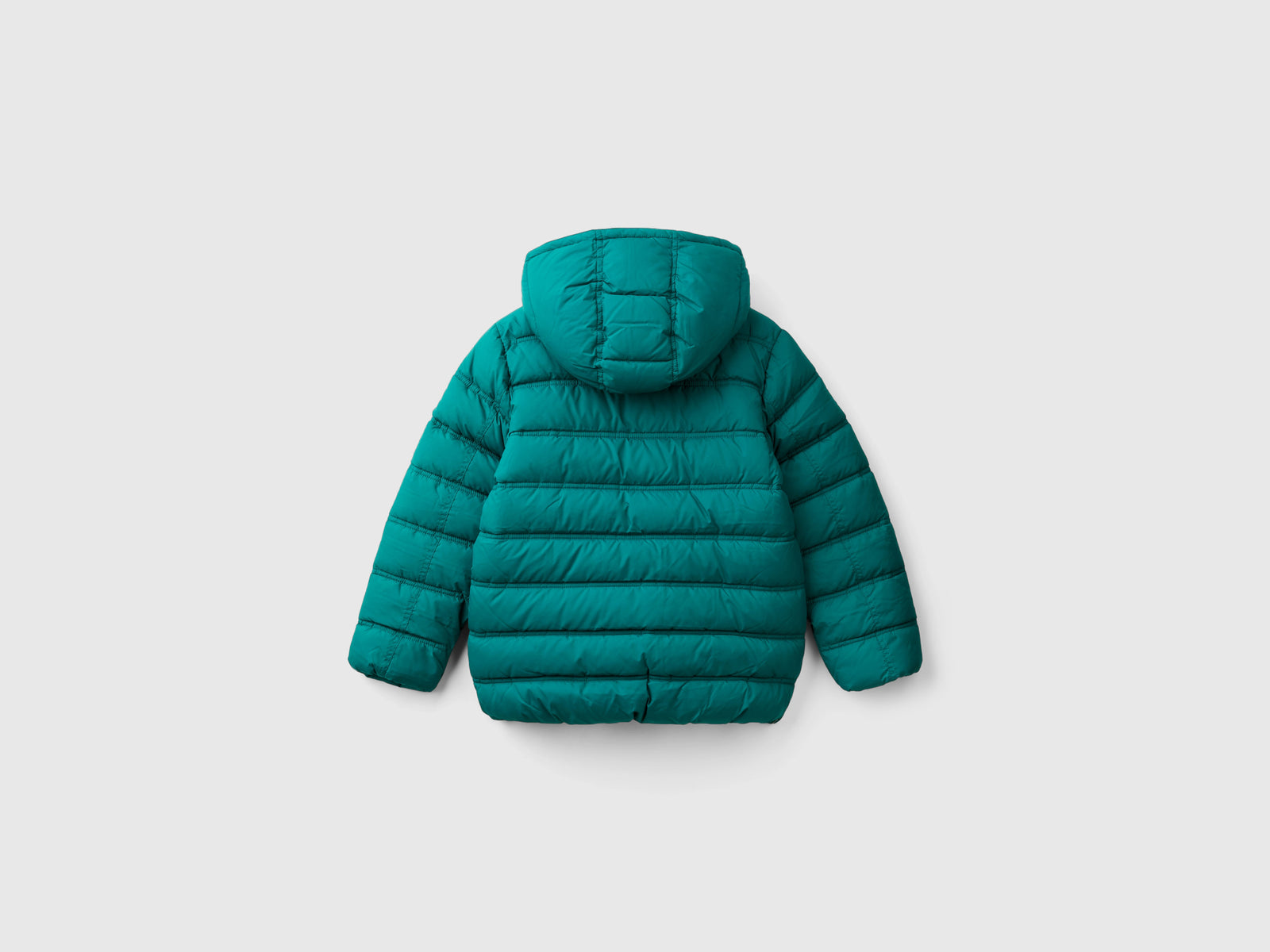 Chaqueta acolchada con capucha y logotipo. da bambino verde scuro 2 | Benetton Outlet