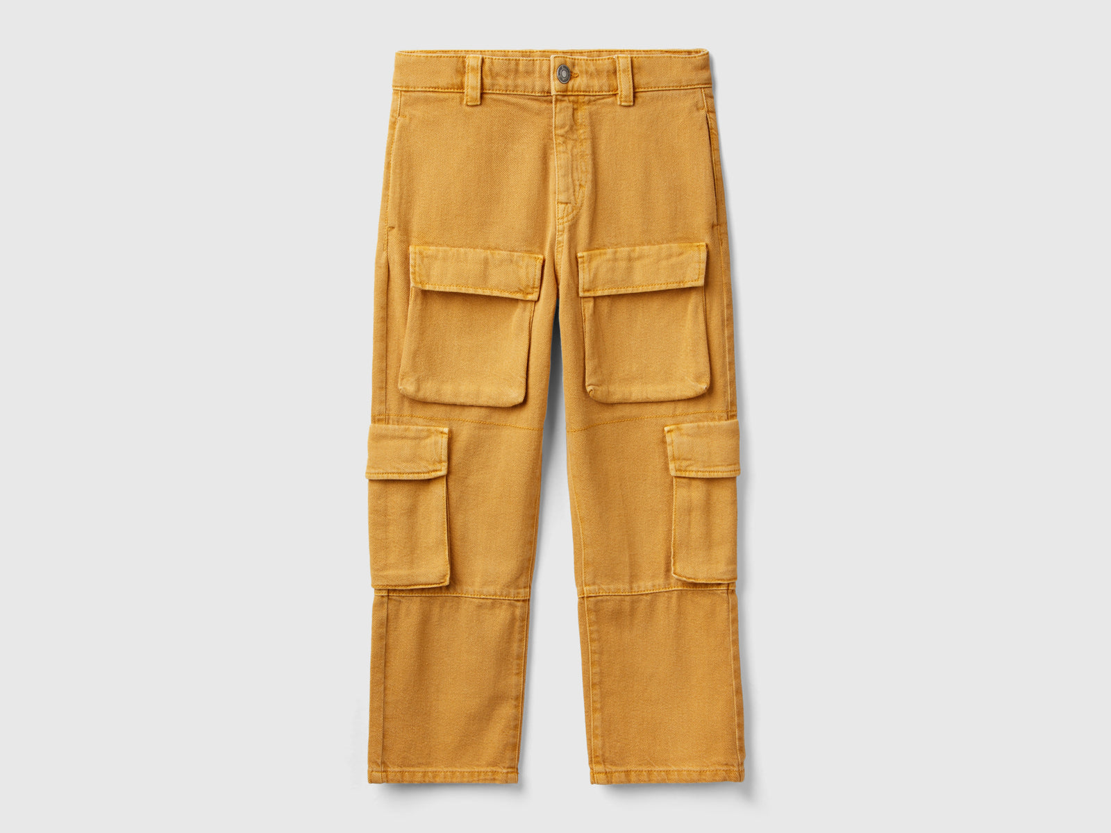 Pantaloni con tasconi da bambino senape | Benetton Outlet