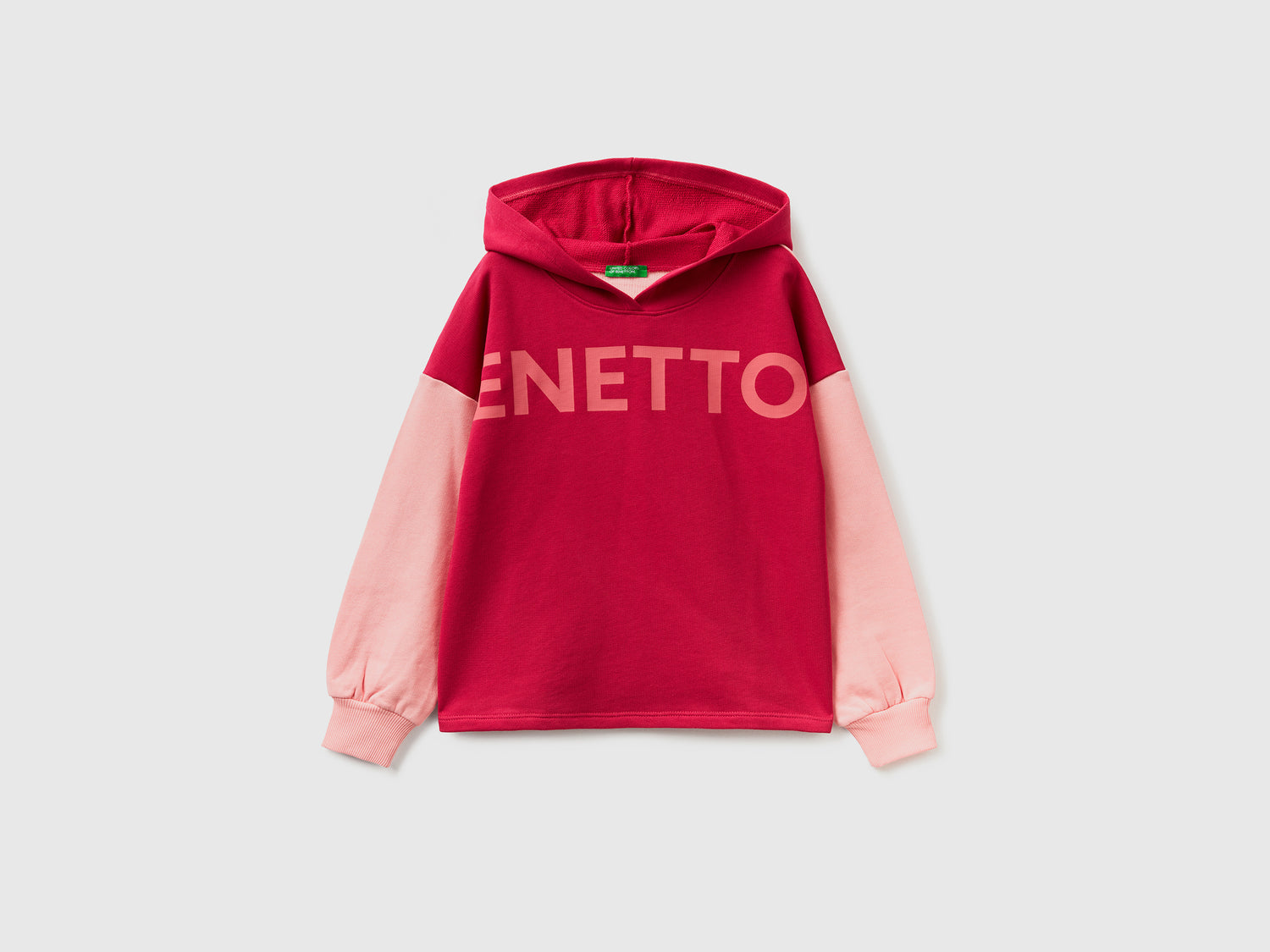 Felpa over fit con cappuccio da bambina ciclamino | Benetton Outlet