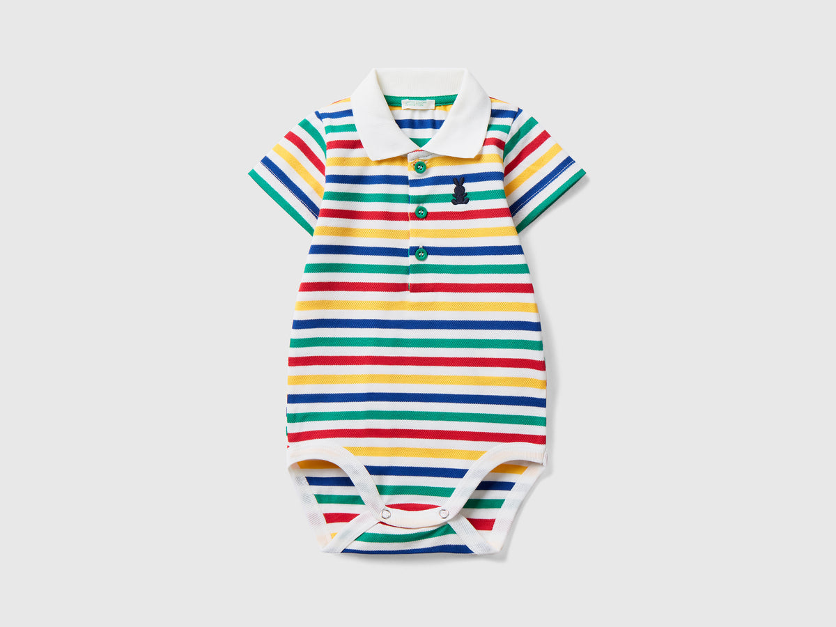 Body a polo in cotone elasticizzato