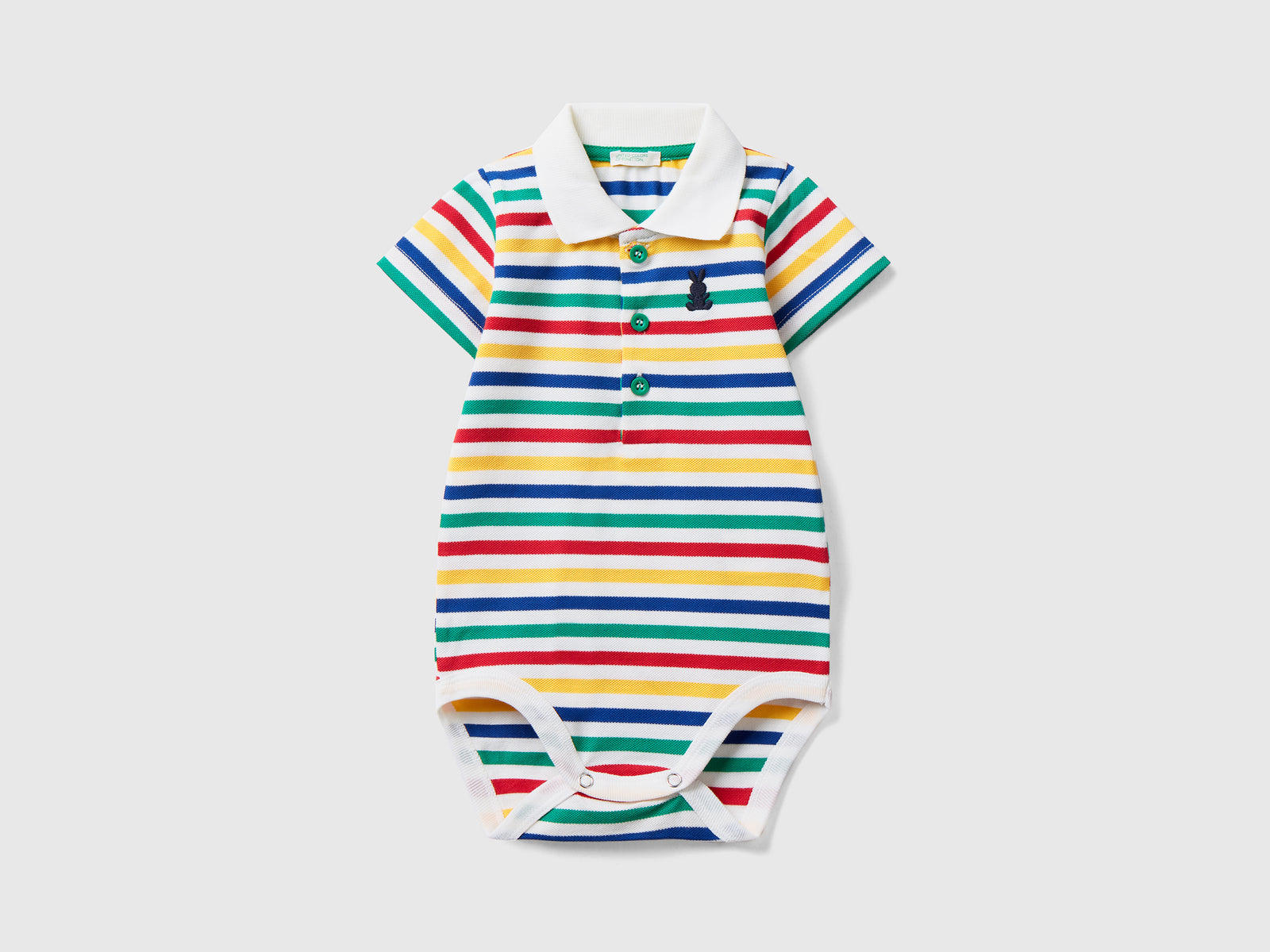 Body a polo in cotone elasticizzato da neonato multi-color | Benetton Outlet