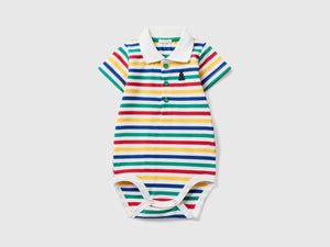 Body a polo in cotone elasticizzato