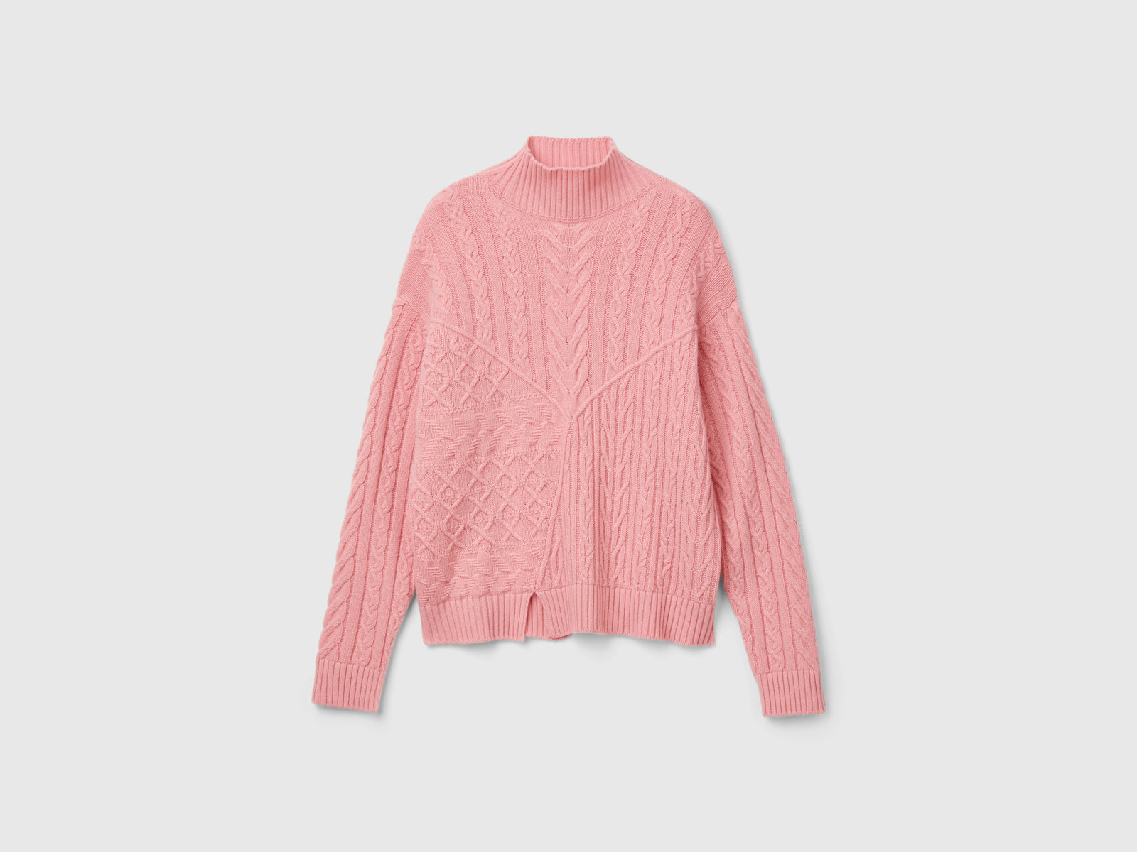Knitted mock neck sweater da donna rosa | Benetton Outlet