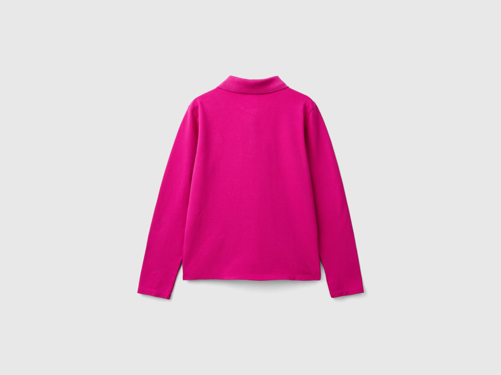 Polo manica lunga in cotone bio da bambina fucsia 2 | Benetton Outlet