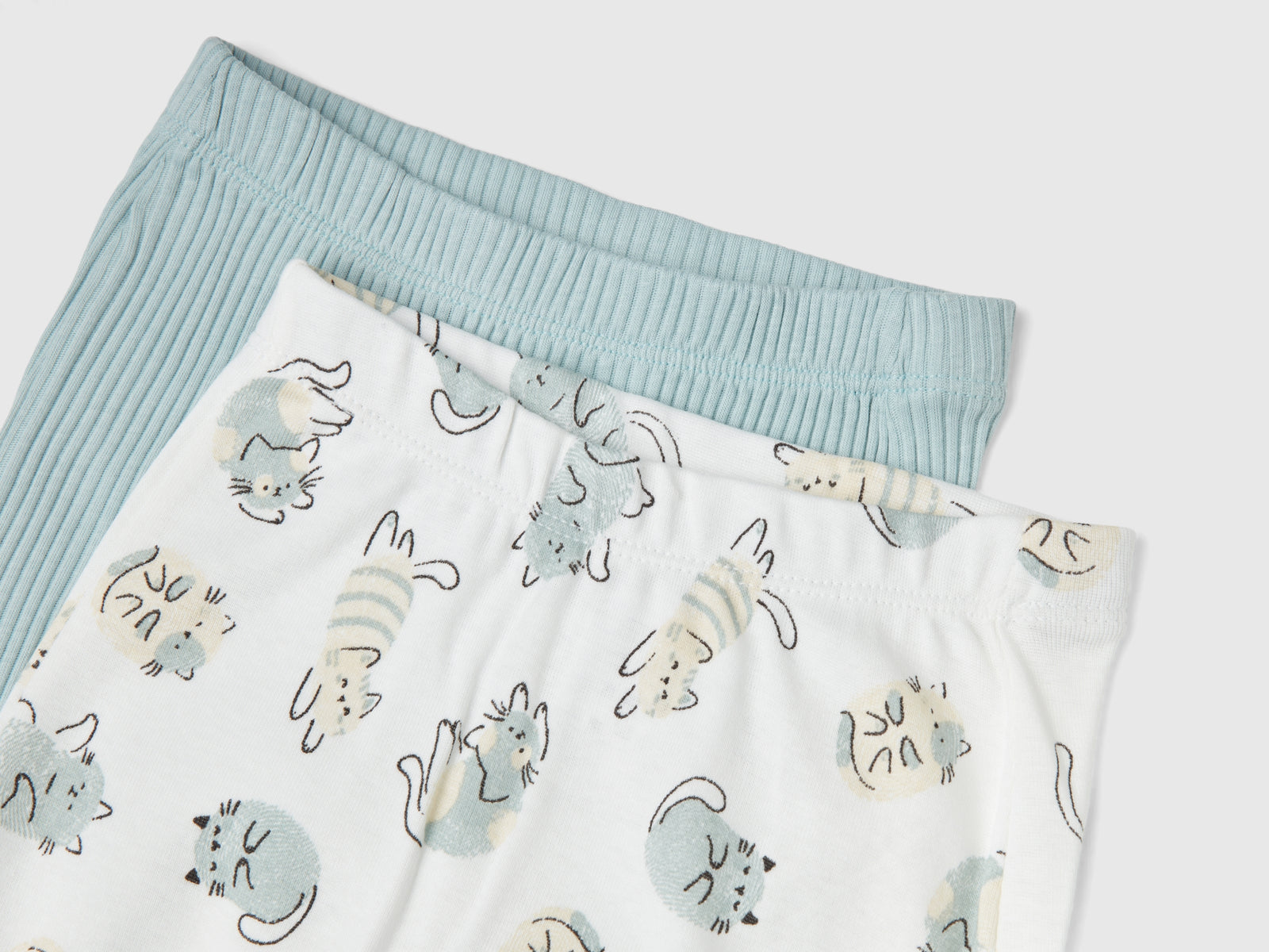 Due pantaloni in cotone bio da neonato multi-color 3 | Benetton Outlet