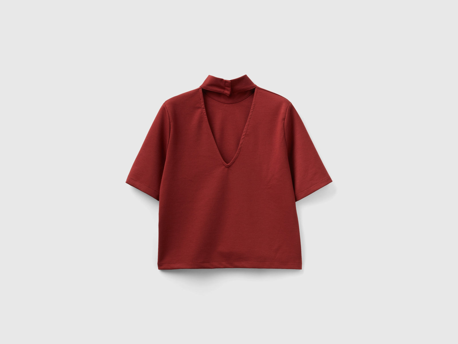 Maglietta con apertura sul retro da donna bordeaux 2 | Benetton Outlet