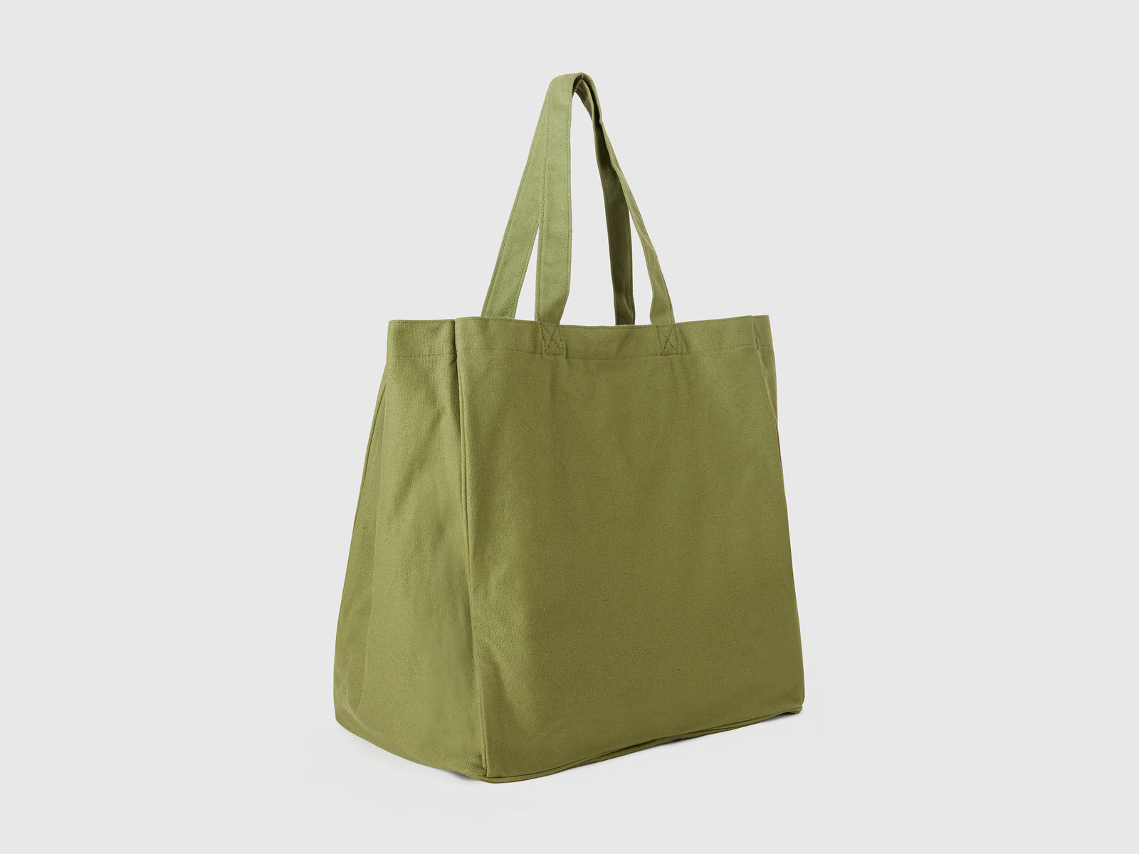 Shopping bag in canvas da donna verde militare 2 | Benetton Outlet