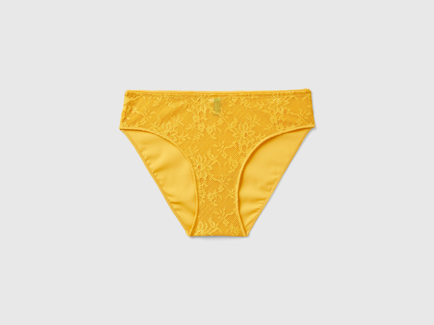 Slip in pizzo e microfibra da donna giallo | Benetton Outlet