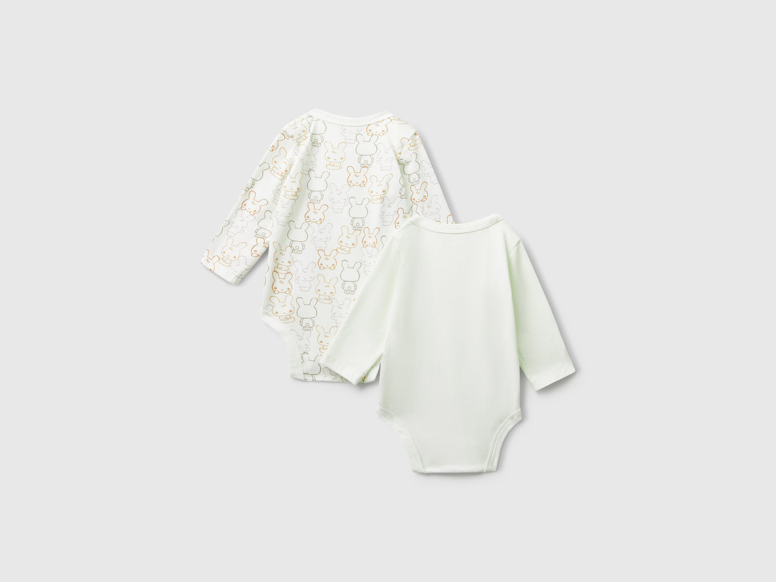 Due body a manica lunga da neonato bianco panna 2 | Benetton Outlet