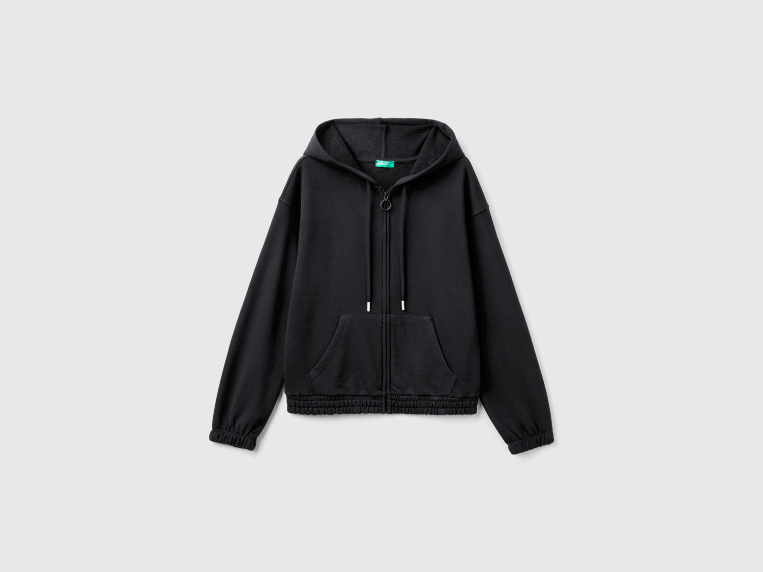 Felpa con cappuccio in misto cotone da donna nero | Benetton Outlet