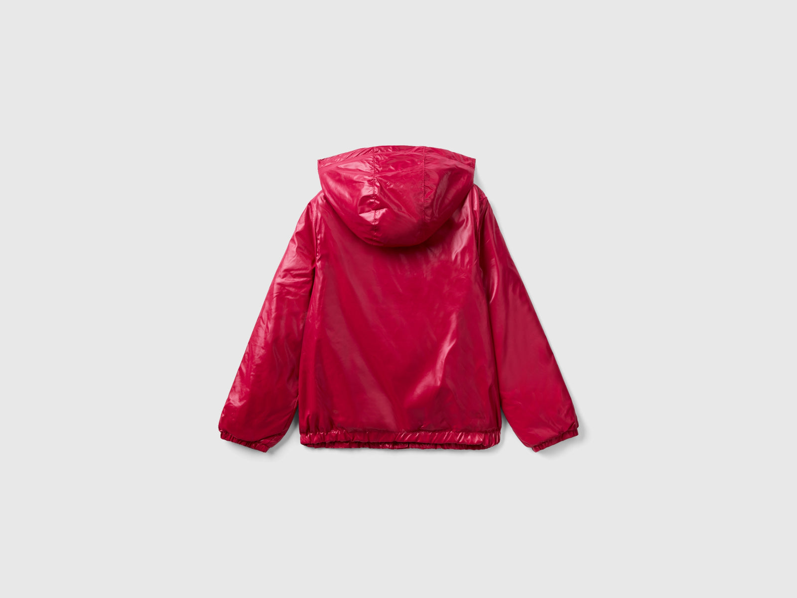 Giubbino lucido con zip e cappuccio da bambina ciclamino 2 | Benetton Outlet