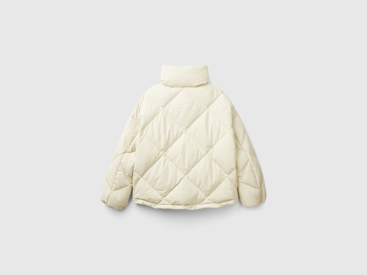 Piumino collo alto imbottito in vera piuma riciclata