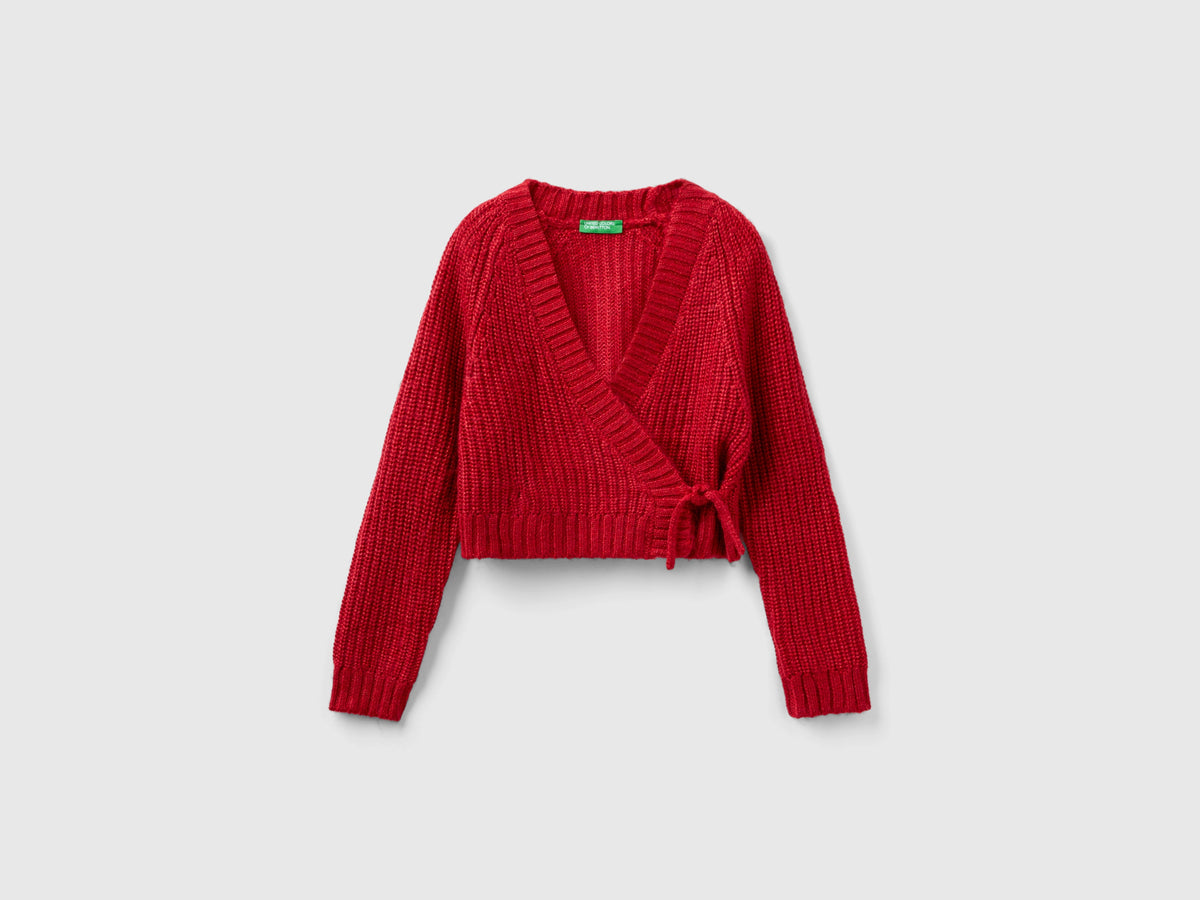 Cardigan incrociato con lurex