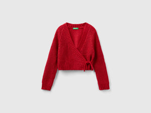 Cardigan incrociato con lurex