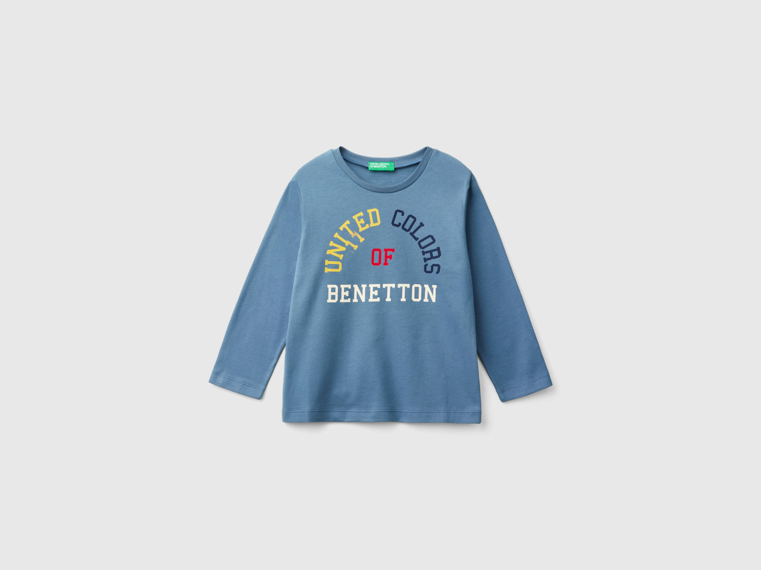 Maglietta girocollo in caldo cotone bio da bimbo avio | Benetton Outlet