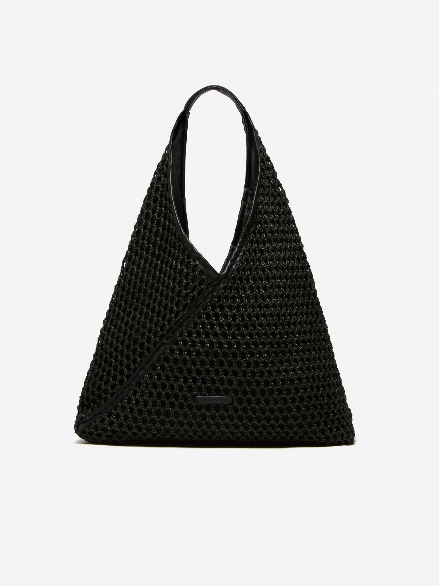 Maxi borsa effetto crochet da donna nero | Sisley Outlet