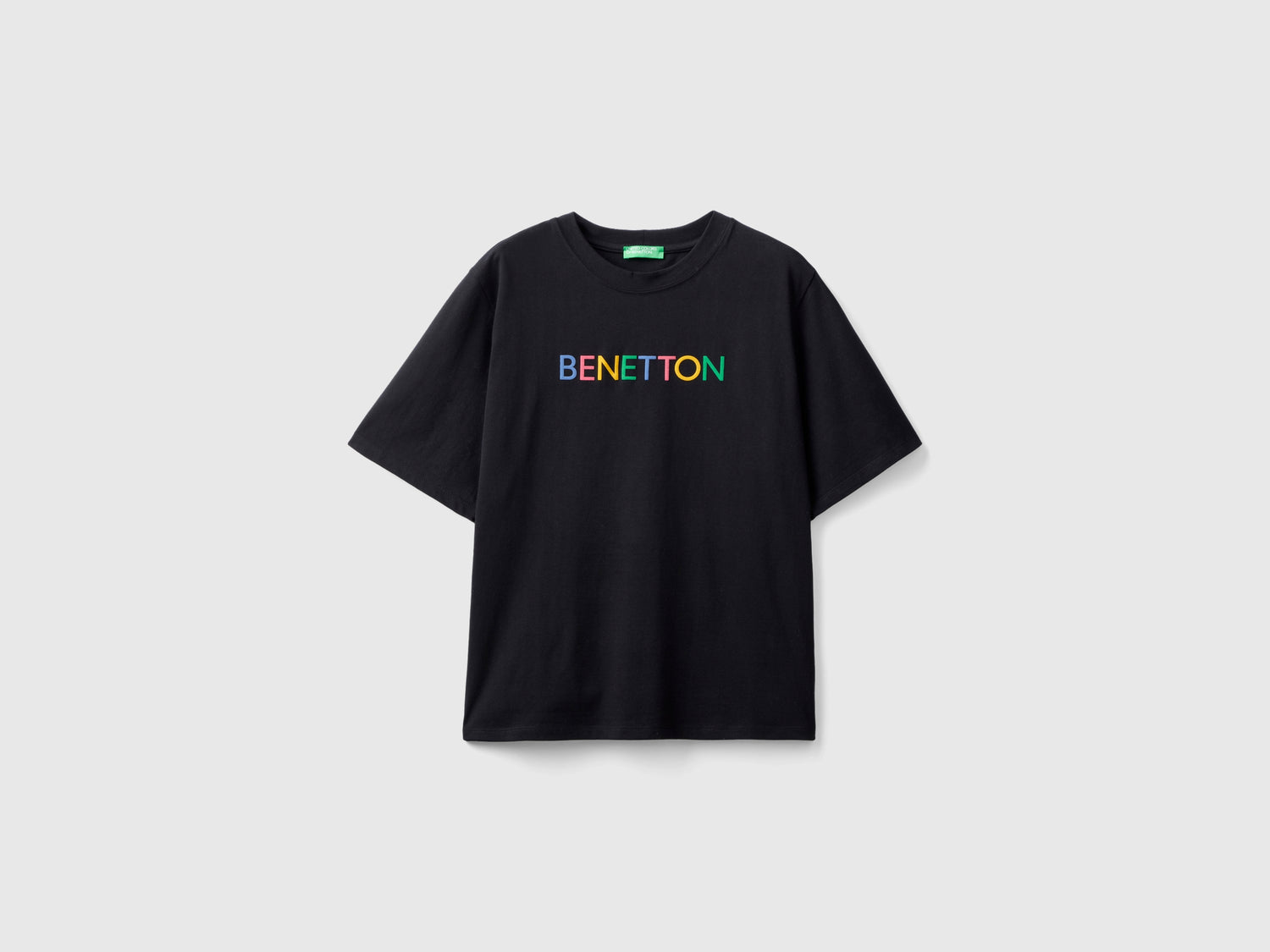T-shirt con scritta logo da donna nero | Benetton Outlet