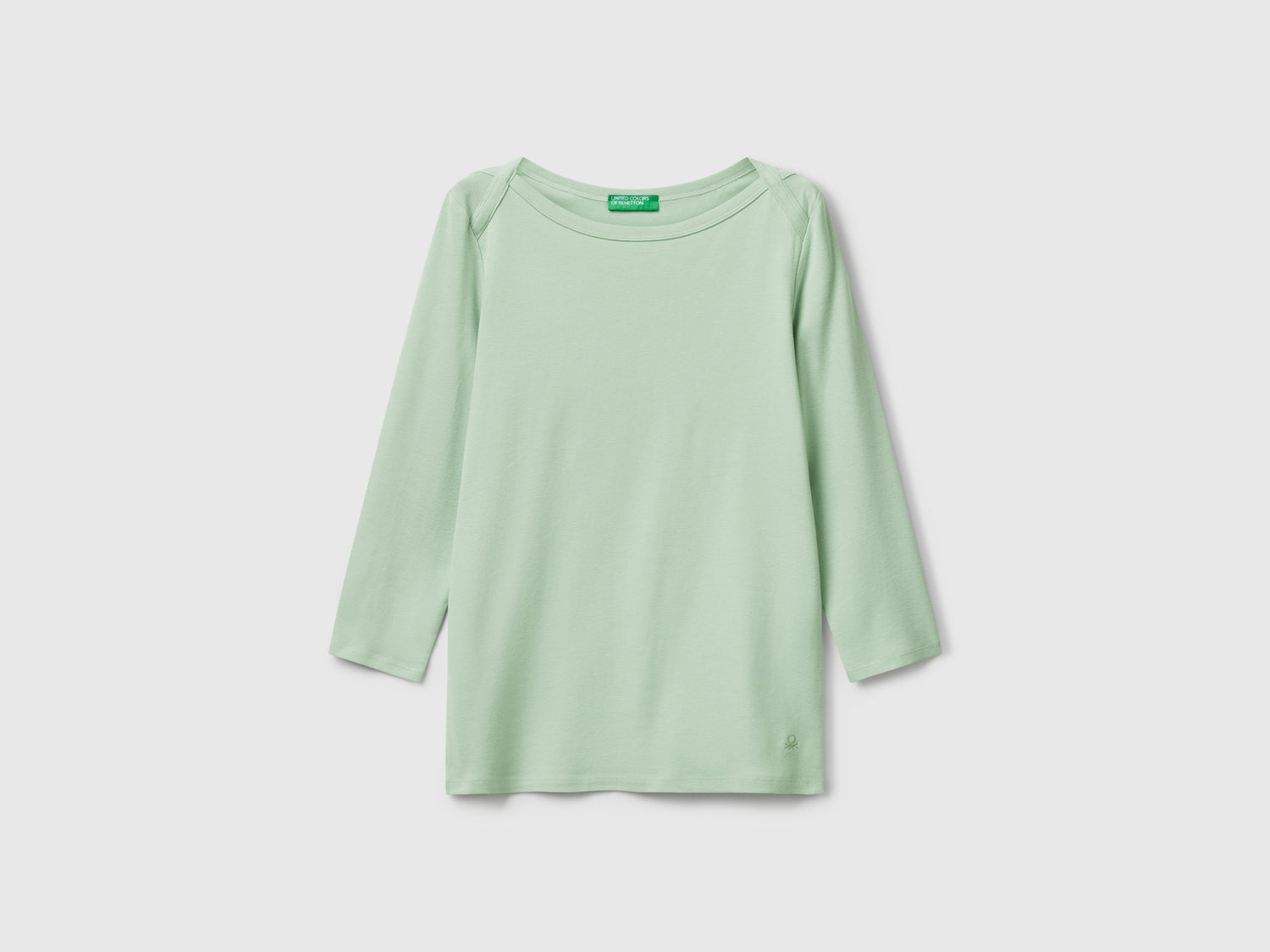 T-shirt con scollo a barchetta da donna verde chiaro | Benetton Outlet