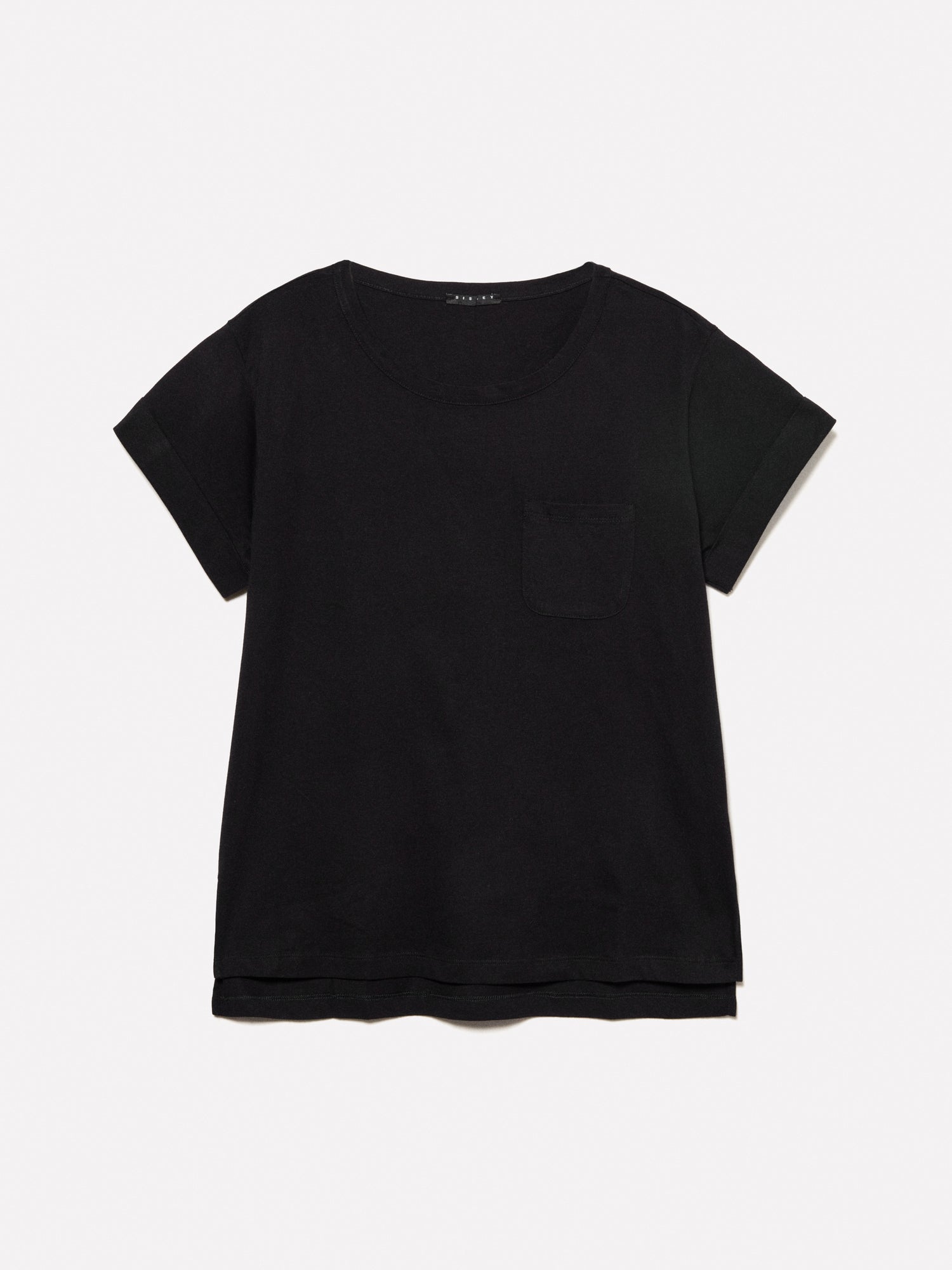 T-shirt con taschino da donna nero | Sisley Outlet