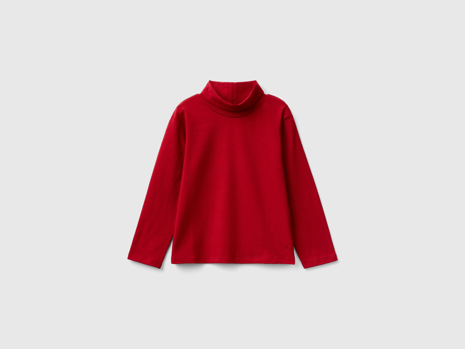 T-shirt lupetto in cotone stretch da bimba rosso | Benetton Outlet