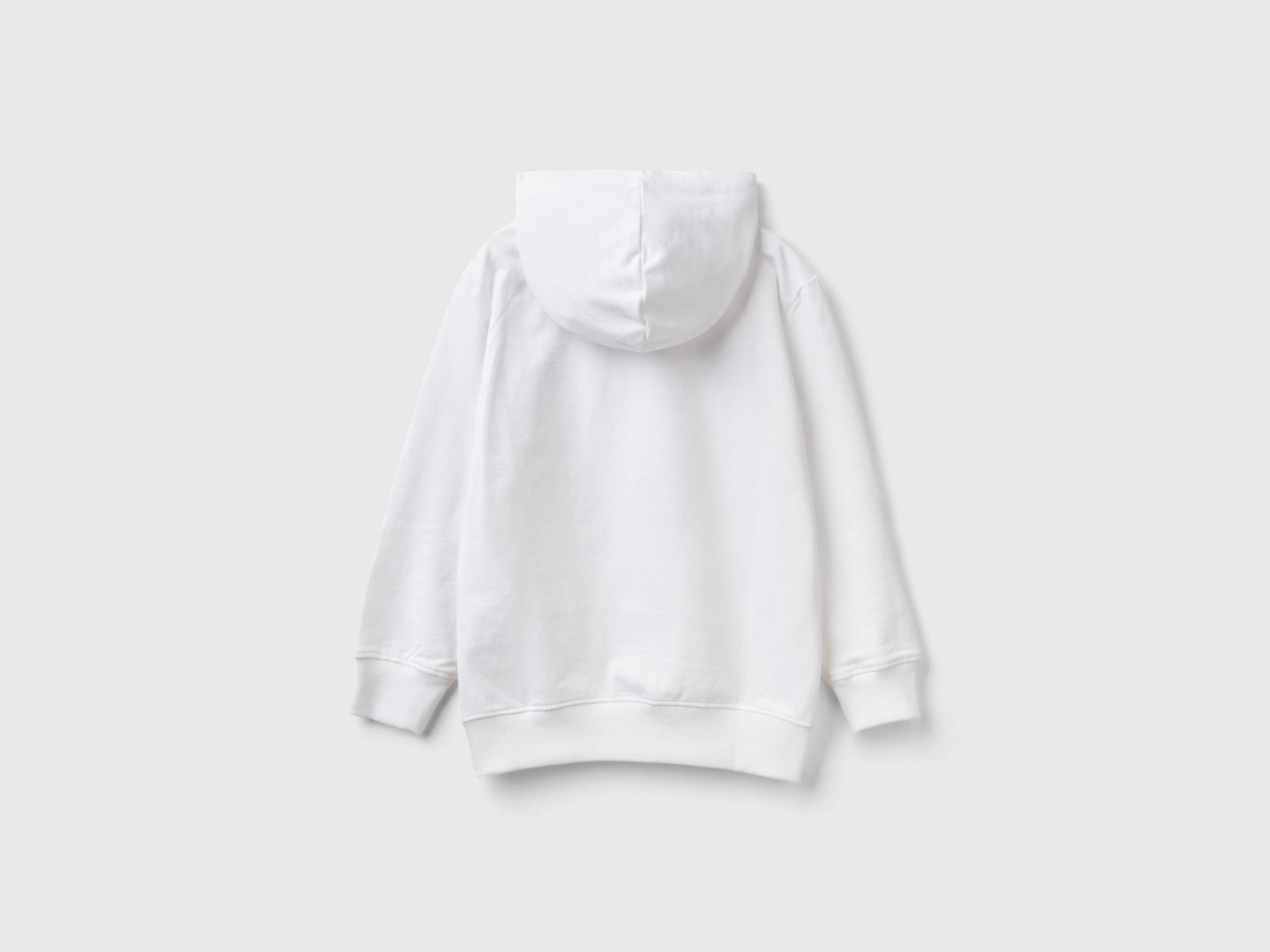 Felpa leggera con cappuccio da bambino bianco 2 | Benetton Outlet