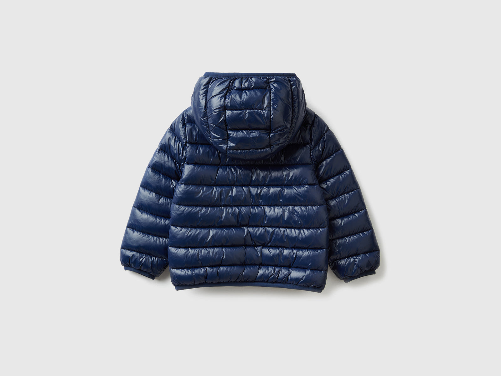 Giubbotto imbottito con cappuccio da bimba blu scuro 2 | Benetton Outlet