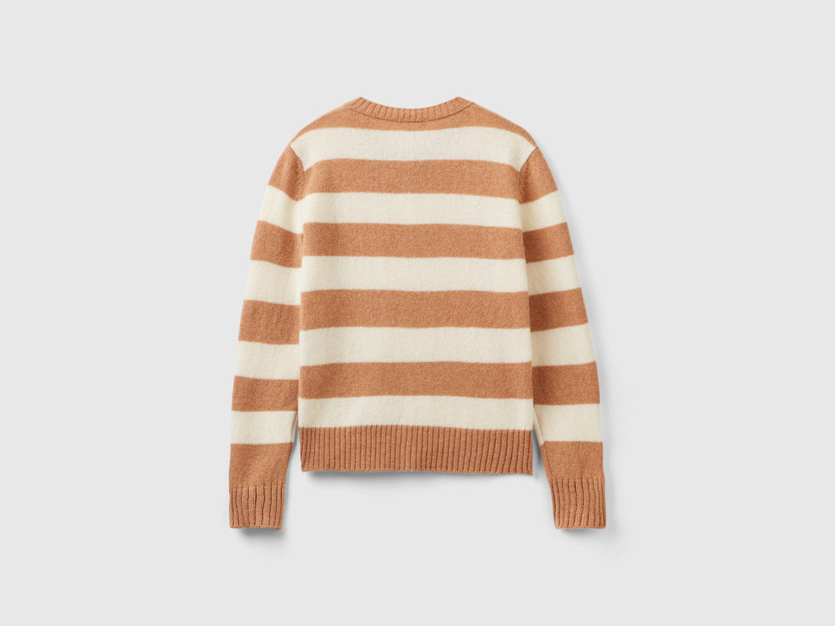 Cardigan a righe in pura lana Shetland