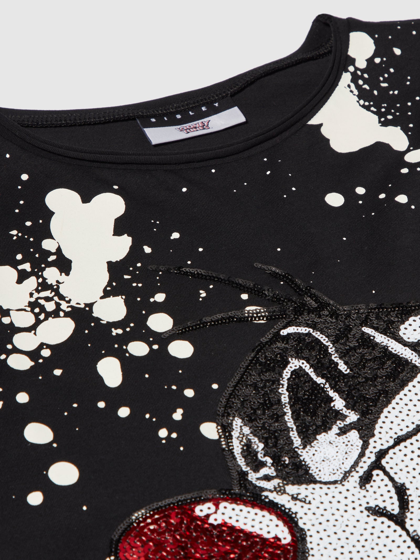 T-shirt over con paillettes ©Looney Tunes da bambina nero 2 | Sisley young Outlet