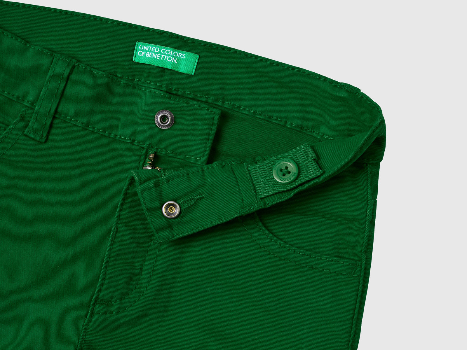 Pantaloni stretch cinque tasche da bimbo verde 3 | Benetton Outlet