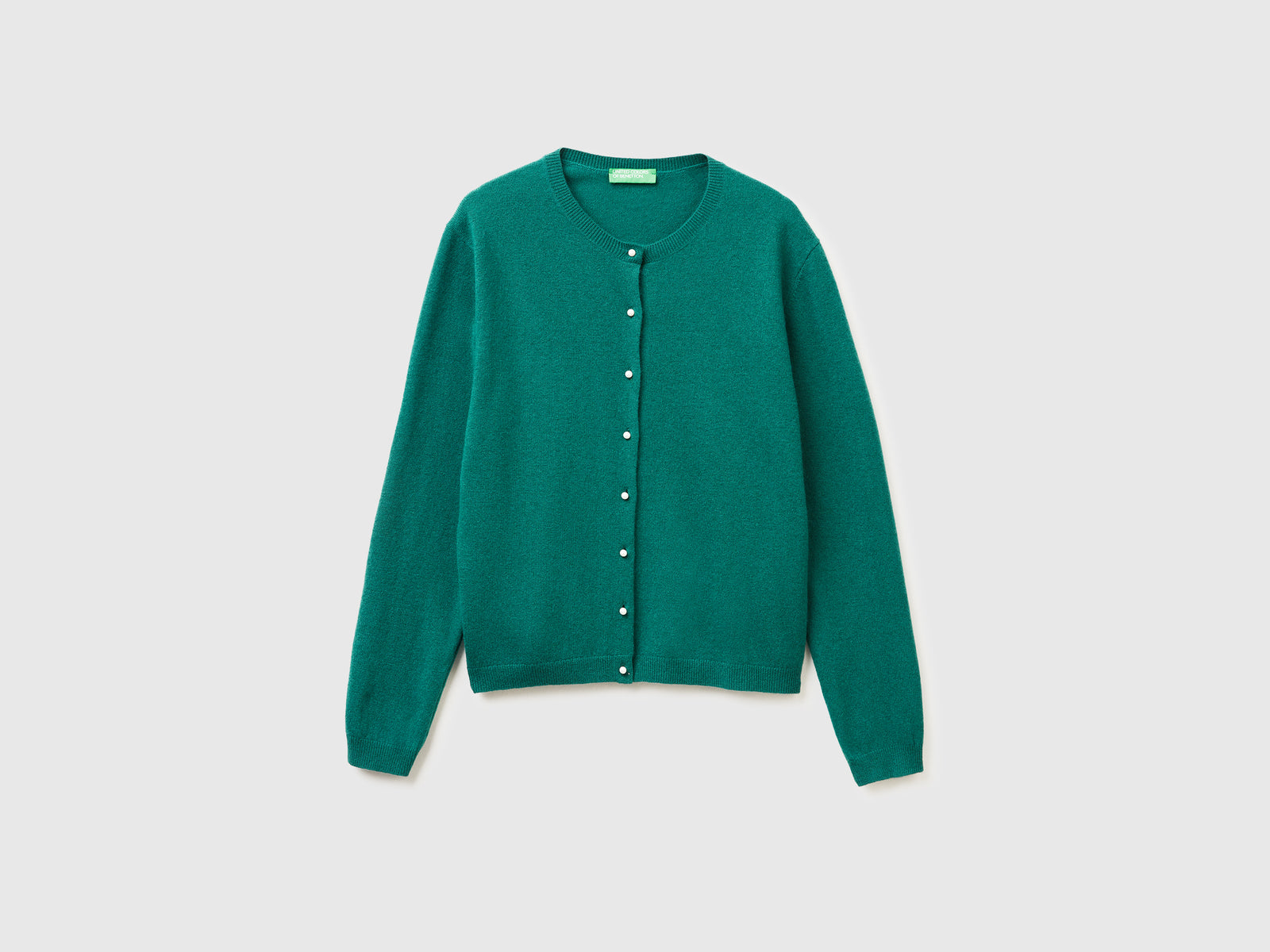 Cardigan verde in pura lana Merino da donna verde scuro | Benetton Outlet