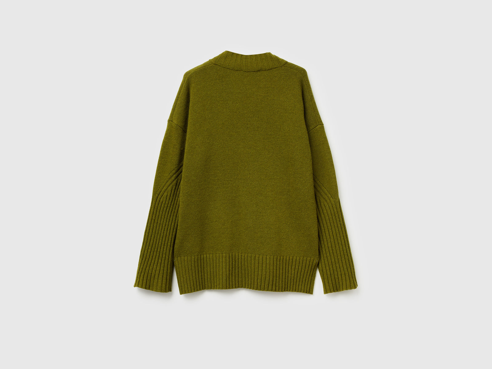 Maglione over fit in misto lana da donna verde militare 2 | Benetton Outlet
