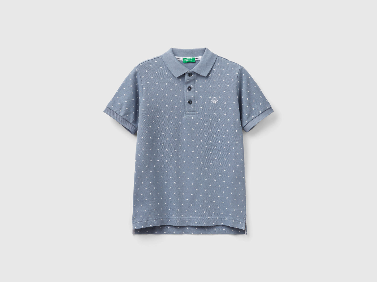 Polo micro fantasia slim fit da bambino grigio | Benetton Outlet