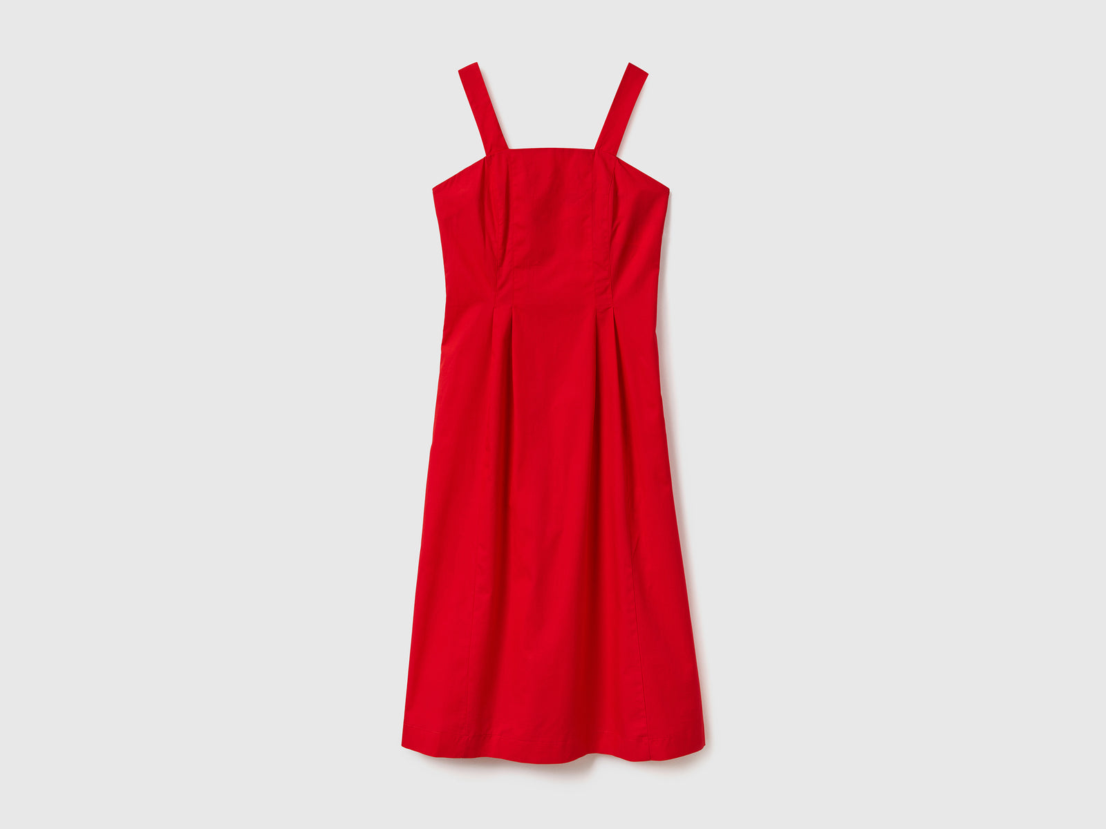 Abito midi smanicato in tessuto leggero di puro cotone da donna rosso | Benetton Outlet