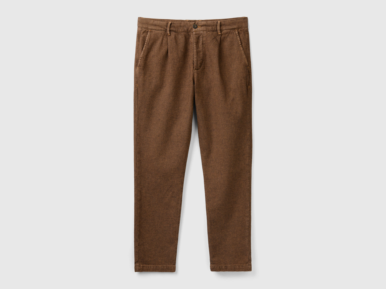 Chino fantasia slim fit da uomo marrone | Benetton Outlet