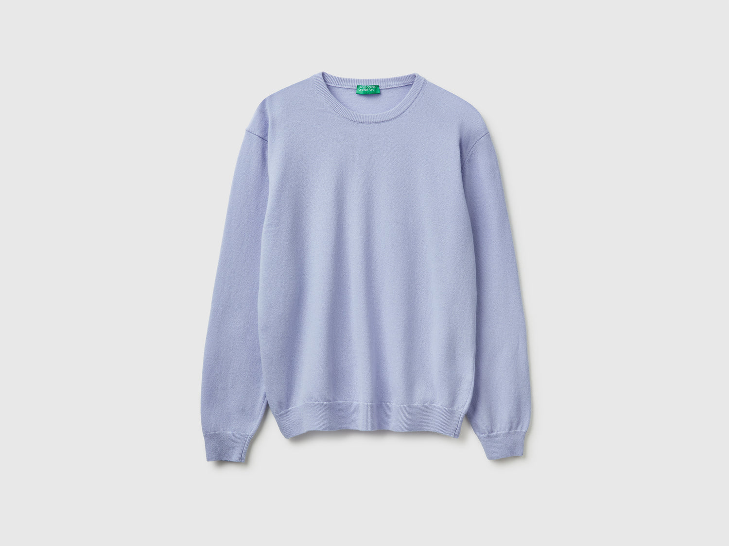 Maglia girocollo carta da zucchero in pura lana Merino da uomo azzurro | Benetton Outlet