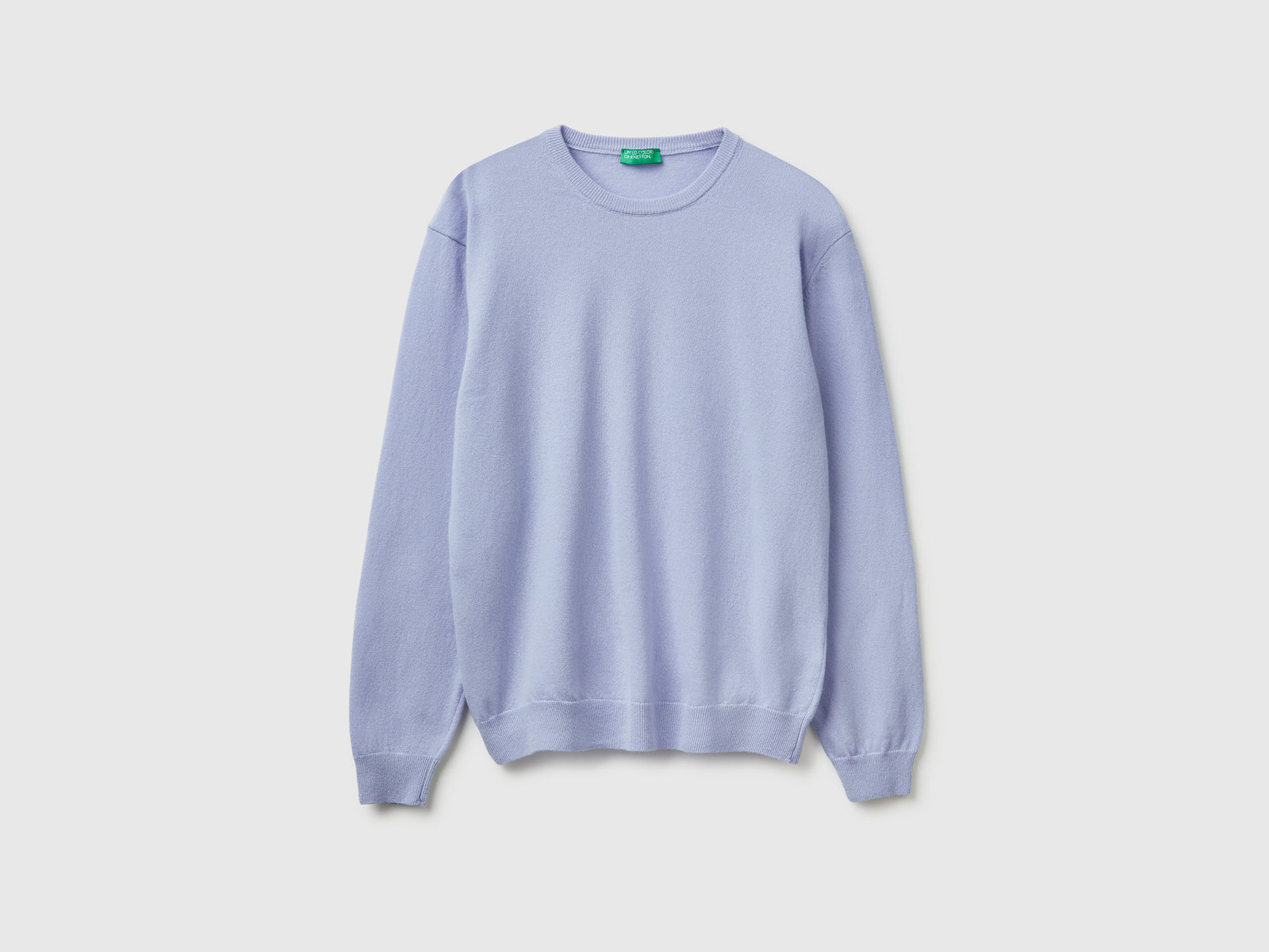 Maglia girocollo carta da zucchero in pura lana Merino da uomo azzurro | Benetton Outlet