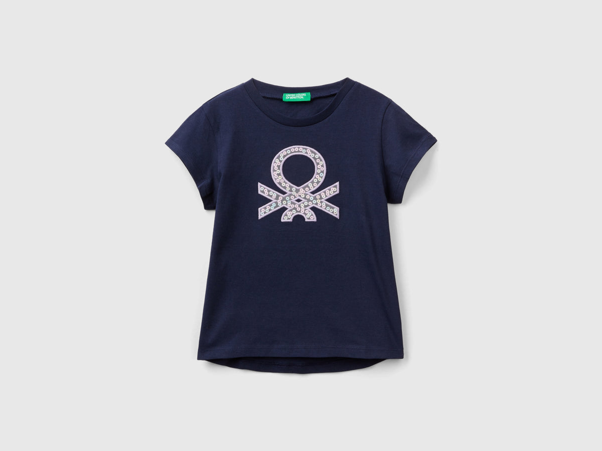 Maglietta con ricamo logo in cotone bio