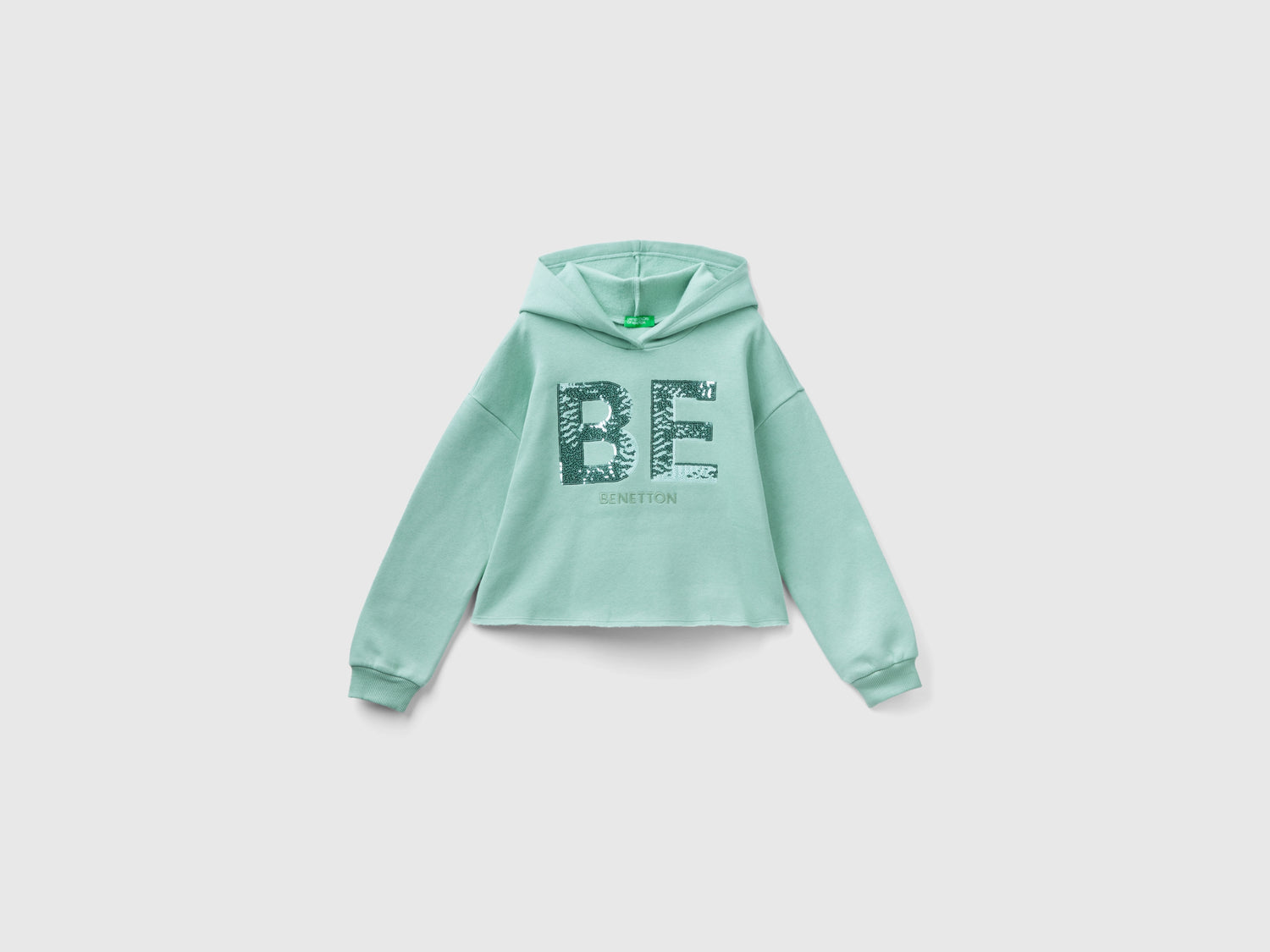 Felpa con cappuccio e paillettes da bambina azzurro | Benetton Outlet