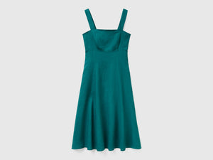 Vestito scollo quadrato in puro lino