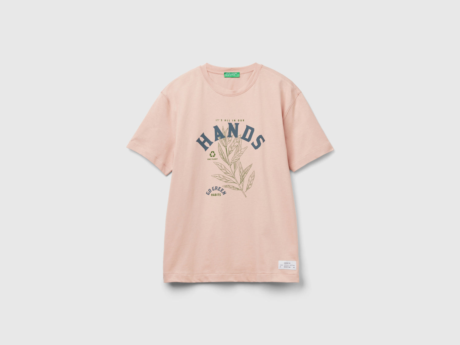 Maglietta in puro cotone bio da uomo rosa tenue | Benetton Outlet